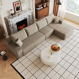 135" Oversized U Shaped Cloud Modular Sectional Sofa with Right Facing Chaise Daybed and Movable Ottoman
