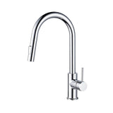 KIBI Circular Kitchen Faucet with Pull Down Sprayer | Single Handle High Arc Solid Brass Spout | Easy-to-Use Kitchen Sink Faucet with Dual Function | Chrome Finish, KKF2013