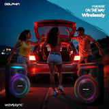 Dolphin NightWave 1800: 18" Portable Bluetooth Party Speaker – 100W RMS, Powerful 18" Woofer, LED Lights, WaveSync™, X-Bass, Rechargeable Battery, Bluetooth 5.1, 21" Tall – Perfect for Parties