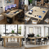 Conference Table for 6-8 People, Large Rectangular Meeting Table, Modern Seminar Table for Office Meeting Conference Room