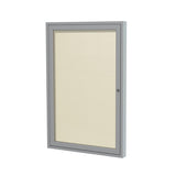 Ghent 24"x18" 1-Door Outdoor Enclosed Vinyl Bulletin Board, Shatter Resistant, with Lock, Satin Aluminum Frame - Ivory (PA12418VX-185), Made in the USA