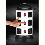 RXXCMD Vertical Power Strip Multiple Tower Socket Surge Protector EU Pluging Outlets with Switchable 1.8m Extension Cable Home Office(3 Layers 11 Outlets)