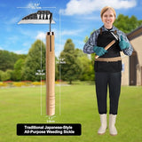 AON Japanese Weeding Sickle & Hand Hoe, 4-Tine Uprooting Garden Tool