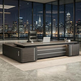 Modern L Shaped Executive Desk with Drawers & Dual Storage Cabinets
