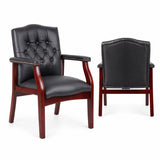 WDYLWFHW Black Leather Office Guest Chair for Reception Waiting Room