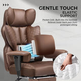 COMHOMA Big and Tall Office Chair Heavy Duty Wide Ergonomic Gaming Chair with Deluxe Embossing Designed Leather with Foot Rest,150°Reclining Adjustable Armrests Pocket Spring Back Support and Pillow