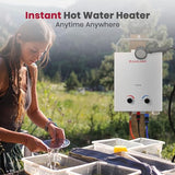 GASLAND 1.32 GPM Portable Gas Tankless Water Heater,Outdoor Propane Camping Water Heater, 5L, White, AS132
