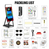 Magic Mirror Photo Booth with Printer,45-22" Touch Screen Mirror Photo Booth Machine with Flight Case