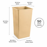 Getzi 5 Pack Beige 50 Gallon Square Commercial Trash Can