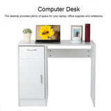 Oumefar Compact Computer Desk with Drawer and Storage Door (White)