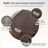 KKU 5x6 Lace Front Human Hair Wig，small cap size，Hand-Tied Craft