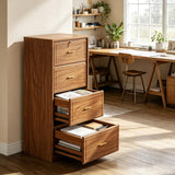 4-Drawer Vertical File Cabinet with Lock, Wood Finish