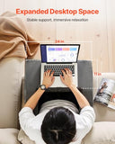 Extra Large Lap Desk Pillow with Pockets and Cup Holder, Laptop Pillow with Memory Foam Bed Rest