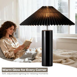 EOEYYOYB Ceramic Table Lamps for Bedroom, Adjustable Shade Lamps for Night Stands, Modern Cylindrical Nightstand Table Lamps, Black