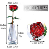 10'' Red Crystal Rose Figurine - Rose Flower Gifts for Mom Women