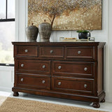 Signature Design by Ashley Porter Traditional 7 Drawer Dresser, Dark Brown
