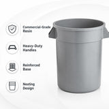Getzi 6 Pack 20 Gallon Gray Round Commercial Trash Can, Heavy-Duty Plastic Waste Bin