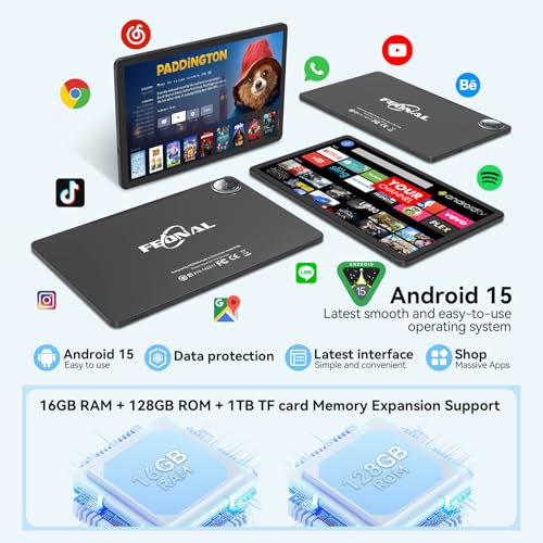 Tablet 11 inch Android 15 Tablet, 2025 Latest Update 128GB ROM 16GB RA ...