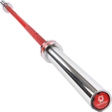 RICHUANG 7ft Olympic Barbell, Weightlifting Barbell 28mm 45lb - 500/700/1000lbs Capacity with Smooth Spinning Sleeves, Olympic Bar Fits 2" Olympic Plates, for Snatch Clean Jerk-Home Gym Training (Silver-Red-500LBS)