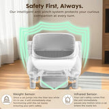 GTPLAYER Smart Cat Litter Box, Open-Top Self Cleaning Cat Litter Box with App Control, Safety Sensors, Large Capacity Waste Bin, Easy Maintenance, Automatic Litter Box for Multi-Cat Homes,White