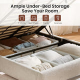 ModernMate Queen Lift Up Storage Bed Frame with Adjustable Headboard, Beige