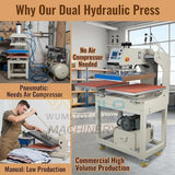 16x24 Dual Hydraulic Heat Press Machine, Commercial Shirt Press