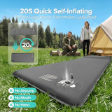 Andola Self-Inflating Sleeping Pad for Camping, 3" Ultra-Thick Outdoor Camping Mat with Pillow & 9.5 R-Value, Insulated All-Season Foam Camping Mattress for Camping Travel Tent Car