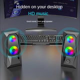 NJJOWRQ Luminous RGB Desktop Computer Audio Mini Laptop Speaker Multimedia Speakers