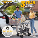 𝟐𝟎𝟐𝟔 𝐔𝐩𝐠𝐫𝐚𝐝𝐞𝐝 Folding Shopping Cart with Wheels, 80lbs Multi Use Grocery Carts with 360° Wheels & Removable Tote Bag, Multifunctional Portable Personal Shopping Carts for Groceries, Black