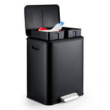 Garvee Dual Trash Can for Recycling and Trash, Stainless Steel Kitchen Trash Can with Lid and Foot Pedal (Black, 8 Gallon(2x4Gal))