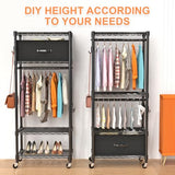 VyGrow Clothes Rack, Clothing Rack for Hanging Clothes, 4 Tiers Adjustable Closet Organizer | Load 445lbs | 23" L x 13.18" W x 78.74" H | Black
