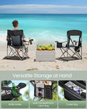 SONGMICS Camping Chair, Folding Oversized Chair, Comfortable and Heavy-Duty, 352 lb Weight Capacity, Adjustable Armrests with Cooler Bag, Storage Bag, Breathable Mesh, Ink Black UGCB060B01