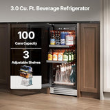 Ca'Lefort 15" Beverage Refrigerator - 100 Cans Beverage Cooler Glass Door