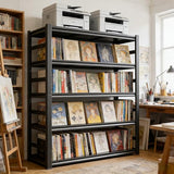 6-Tier Bookcase, Metal Bookshelf & Large Printer Stand,40" W x 82" H Industrial Tall Book Shelf Printer Table for Office