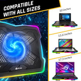 RGB Laptop Cooling Pad with LED Rim - New - Gaming Laptop Cooler - USB Powered Fan - Very Stable and Silent Laptop Stand
