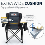 Overmont Oversized Folding Camping Chair - 450lbs Support with Padded Cushion Cooler Pockets - Heavy Duty Collapsible Chairs for Sports Garden Beach Fishing
