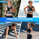 Adjustable Weighted Vest for Women and Men, 11-18lb Rucking Vest with 6 Ironsand Weights, Reflective Stripe and Storage Pocket for Running, Workouts