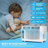 6000 BTU Window Air Conditioner, Cools up to 375 Sq. Ft., WIFI Enabled Energy Saving Window AC, Remote & App Control & Timer Function & Easy Install Kit, Perfect for Small Bedroom, Living Room