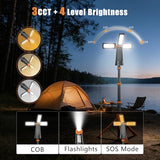 SKYFIRE Rechargeable Camping Light, 5500 Lumens LED Work Light with Detachable Tripod, 10000mAh Battery Powered, Solar Magnetic Waterproof Outdoor Light for Camping, Emergency, Construction Site