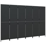 6 Panel Room Divider Black Poly Rattan Folding Privacy Screen