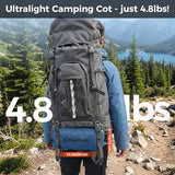 KingCamp Ultralight Camping Cot, Portable Folding Tent Camping Cot, 265 Lbs Heavy Duty Sleeping Cot with Pillow for Adults Outdoor Backpacking Travel Hiking, Blue/Black