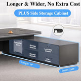 Modern L Shaped Executive Desk with Combination Lock Drawer, 71 inch Large Single Office