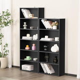 Sweetcrispy Industrial 5 Shelf Bookcase - Large 53 Inch Tall Floor Standing Open Bookshelf with Anti-Tipping Device, Black