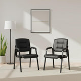 Naomi Home Faux Leather Guest Reception Chair with Armrests - Black