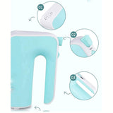 Sky Blue Portable Handheld Electric Egg Beater, 5-Speed Settings Stainless Steel Beaters Electric Hand Mixers for Kitchen