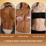 YOIHUR 14K Gold Body Chain Jewellery for Women, Sexy Layered Bikini Bra Beach Adjustable Belly Waist Chain, Beach Body Acessories for Women