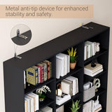 ELYKEN Triple Wide Bookshelf, 6 Tier Bookshelf Large Bookcase with 17 Open Display Shelves, 74'' Tall, Library