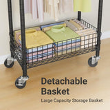 VIPEK R1 Rolling Clothes Rack with Pegboard Organizer Portable Closet for Hanging Clothes with Lockable Wheels & Removable Basket, Black
