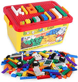burgkidz Building Blocks Set with Storage Box and Lid Baseplate: 568 Pieces Classic Bricks Compatible with Major Brands, Wheels Doors Windows, STEM Toy for Toddlers Age 3+, Gift for Boys Girls