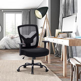 ALPHA HOME Heavy Duty Office Chair Ergonomic, Mid Back Mesh Computer Chair with Lumbar Support, Desk Chair Adjustable Armrest & Seat Cushion, SGS Certified